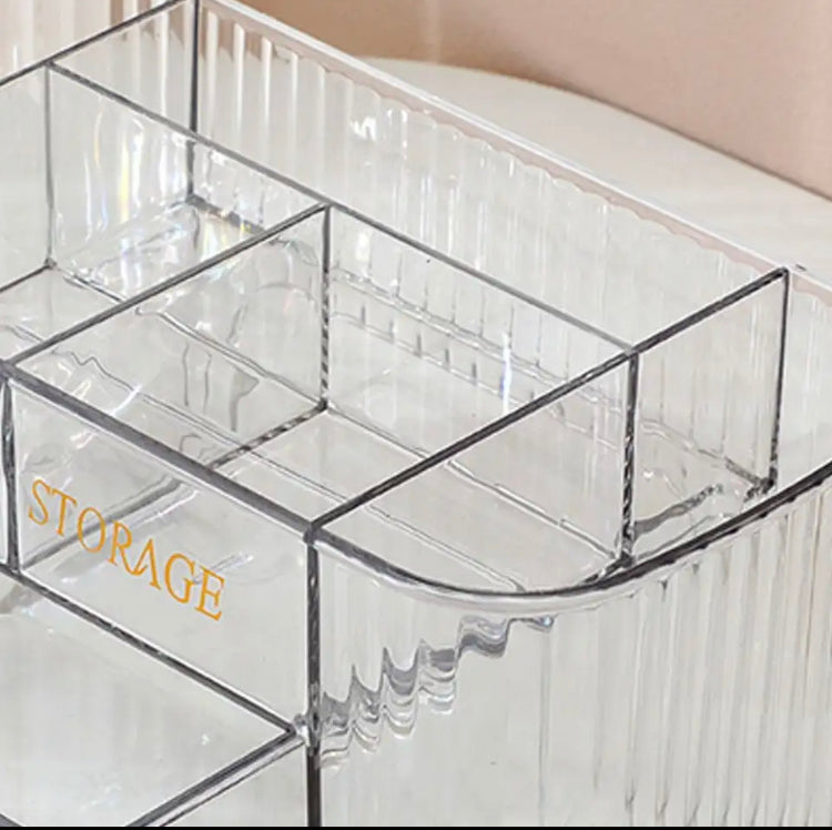 Multilayer Cosmetics Storage Box, Transparent Jewellery Organizer Box, Transparent Desktop Storage Organizer Multilayer Cosmetics Storage Box, Transparent Jewellery Organizer Box, Transparent Desktop Storage Organizer